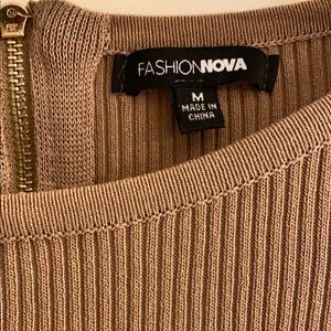 Fashion Nova Belt & Tie Jumpsuit in Mocha
